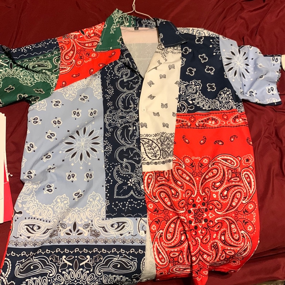 Button down bandanna shirt